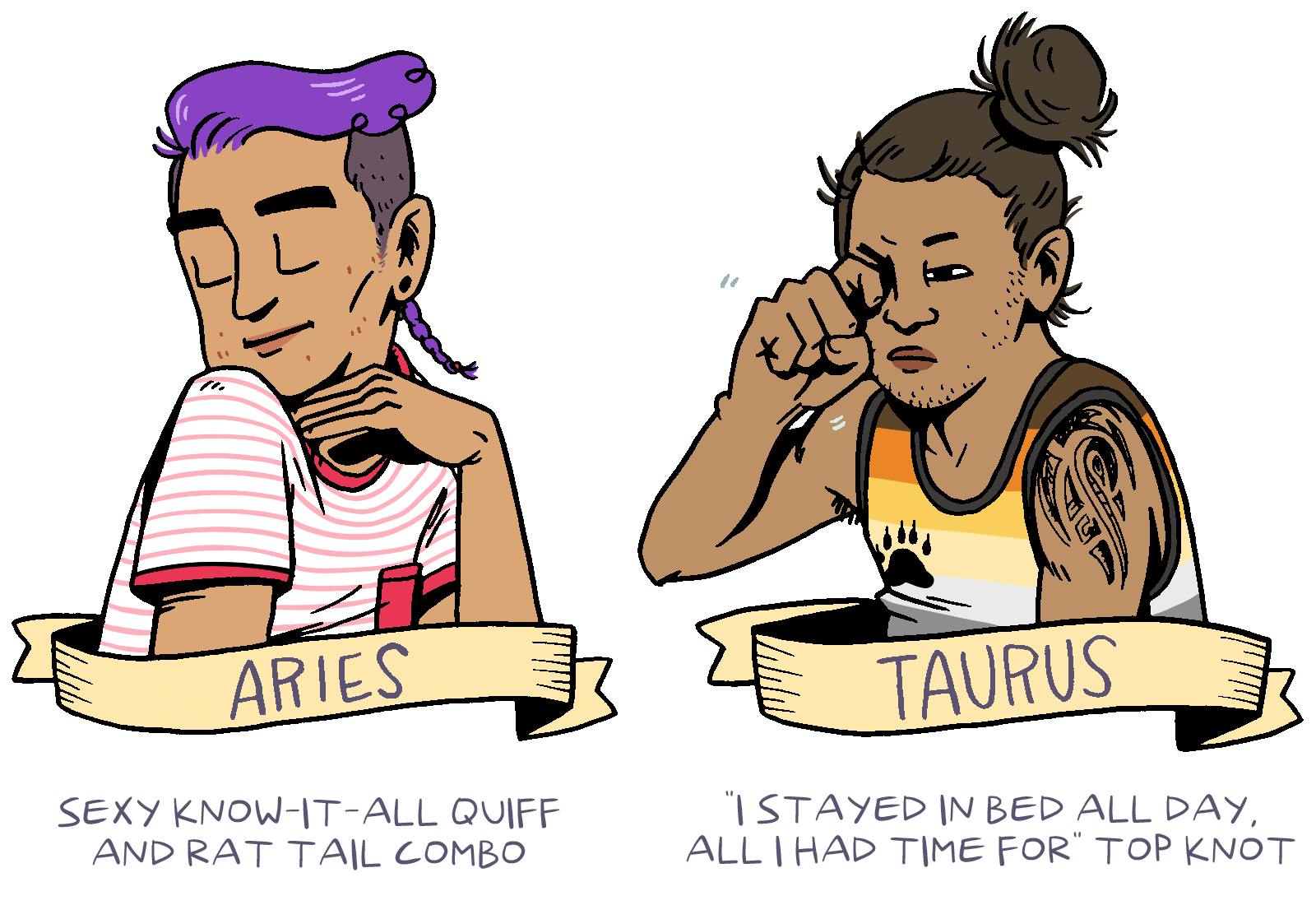 Astrological Signs As Classic Queer Haircuts By Shelby
