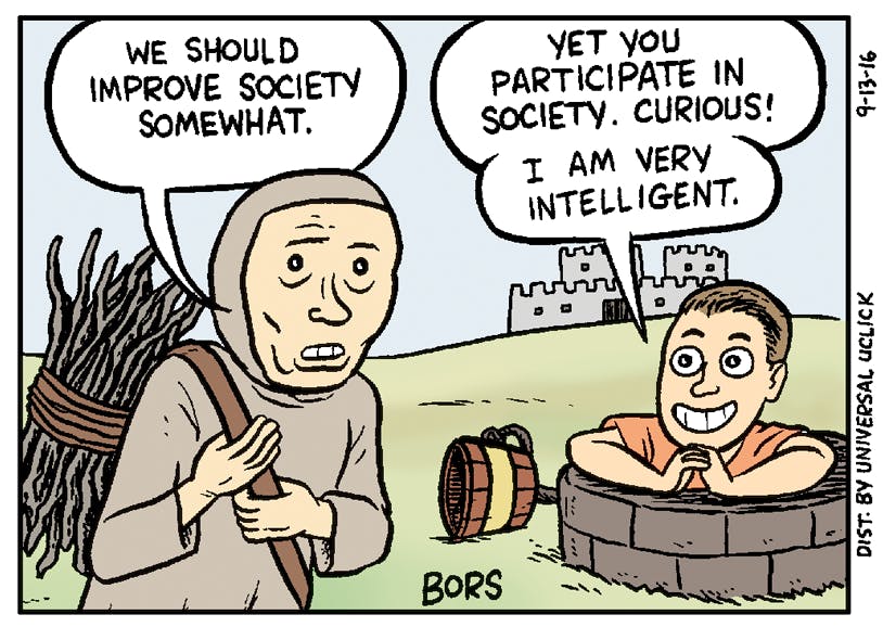 "And yet you participate in society" comic